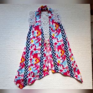 🙌BELLE DU JOUR Girls Lace Back Vest, Colorful Boho Vest, Small, Stylish Kids